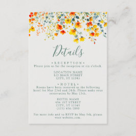 Cartão De Informações Detalhes do Casamento Floral de Verão Colorido