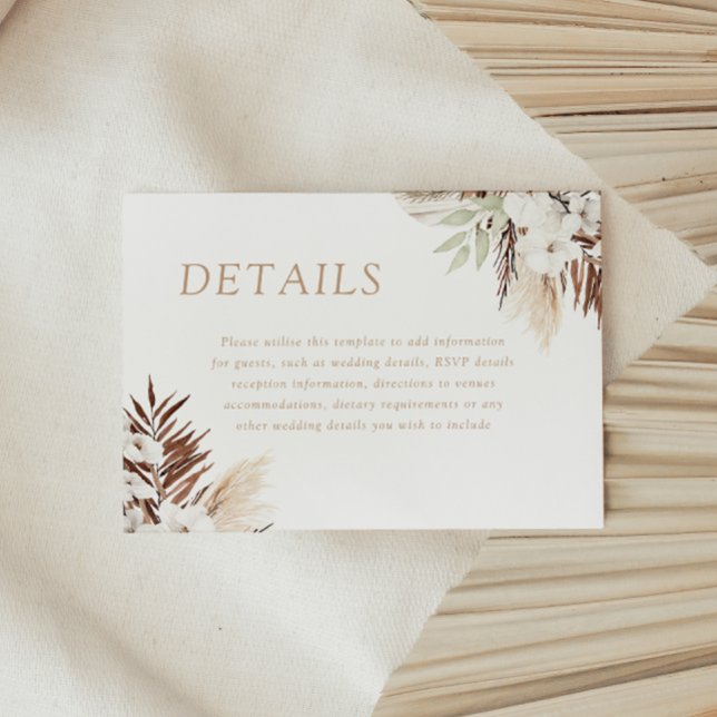 Cartão De Informações Detalhes do Casamento Floral Divine Boho White (Criador carregado)