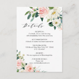 Cartão De Informações Detalhes do Casamento Floral do Blush White Bloom