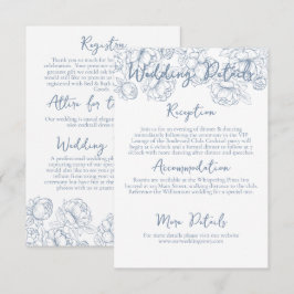 Cartão De Informações Detalhes do Casamento Floral do Boho Azul Moderno