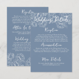 Cartão De Informações Detalhes do Casamento Floral do Boho Azul Moderno