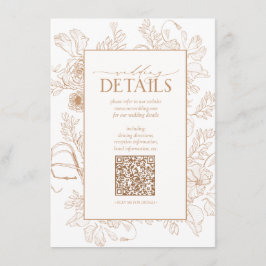 Cartão De Informações Detalhes do Casamento Floral do Código QR Terracot