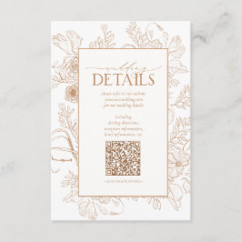 Cartão De Informações Detalhes do Casamento Floral do Código QR Terracot
