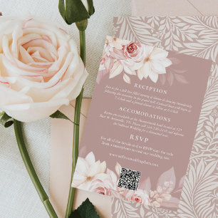 Cartão De Informações Detalhes do Casamento Floral do Elegante Blush e R