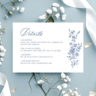 Cartão De Informações Detalhes do Casamento Floral do Jardim Francês Azu