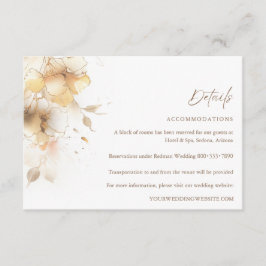 Cartão De Informações Detalhes do Casamento Floral do Outono Dourado