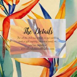 Cartão De Informações Detalhes do Casamento Floral do Pássaro Tropical d