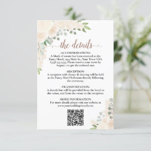 Cartão De Informações Detalhes do Casamento Floral do Pêssego de Blush E