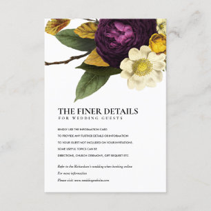 CARTÃO DE INFORMAÇÕES DETALHES DO CASAMENTO FLORAL DO RETRO BURGUNDY DO 