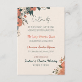 Cartão De Informações Detalhes do Casamento Floral Elegante