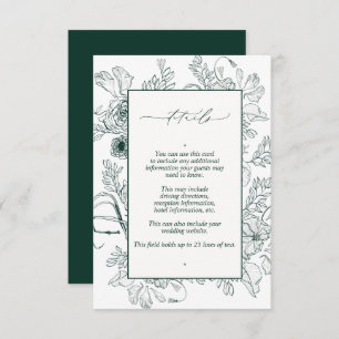 Cartão De Informações Detalhes do Casamento Floral Elegante Emerald Gree