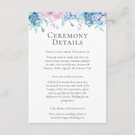 Cartão De Informações Detalhes do Casamento Floral em Aquarela / Instruç