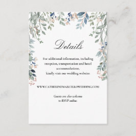 Cartão De Informações Detalhes do Casamento Floral em Cascata do Script