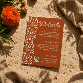 Cartão De Informações Detalhes do casamento floral em terracota código Q
