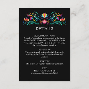 Cartão De Informações Detalhes do Casamento Floral Fiesta