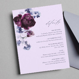 Cartão De Informações Detalhes do Casamento Floral Floral de Plum Purple