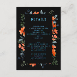 Cartão De Informações Detalhes do Casamento Floral Laranja Blooming Bota