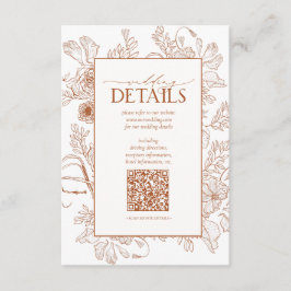 Cartão De Informações Detalhes do Casamento Floral Laranja Queimado Códi