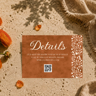 Cartão De Informações detalhes do casamento floral mexicano código QR