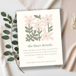 Cartão De Informações Detalhes do Casamento Floral Mínimo Retroativo do 