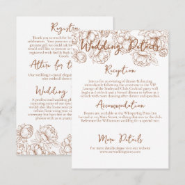 Cartão De Informações Detalhes do Casamento Floral Moderno Terracotta Bo
