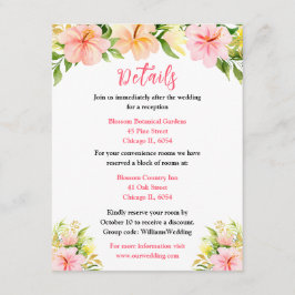 Cartão De Informações Detalhes do Casamento Floral na Selva Tropical