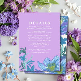 Cartão De Informações Detalhes do Casamento Floral Pastel Lilás e Roxo