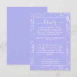 Cartão De Informações Detalhes do Casamento Floral Periwinkle Moderno