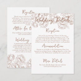 Cartão De Informações Detalhes do Casamento Floral Romântico Boho Mocha