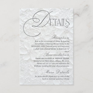 Cartão De Informações Detalhes do Casamento Floral Romântico Branco