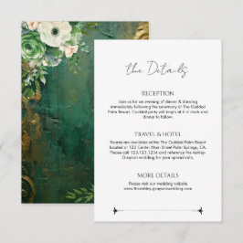 Cartão De Informações Detalhes do Casamento Floral Romântico Verde Esmer