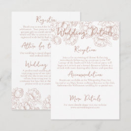 Cartão De Informações Detalhes do Casamento Floral Rosa Bege Boho Românt