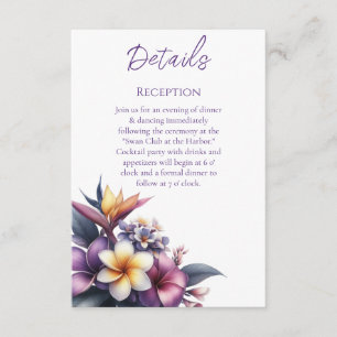 Cartão De Informações Detalhes do Casamento Floral Tropical-
