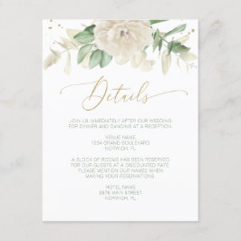Cartão De Informações Detalhes do Casamento Floral Verde Moderno Elegant