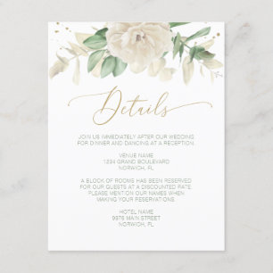 Cartão De Informações Detalhes do Casamento Floral Verde Moderno Elegant