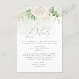 Cartão De Informações Detalhes do Casamento Floral Verde Moderno Elegant
