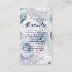 Cartão De Informações Detalhes do Casamento Floral Vintage Azul Annabell