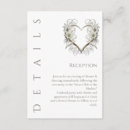 Cartão De Informações Detalhes do Casamento - Flores Modernas com Coraçã