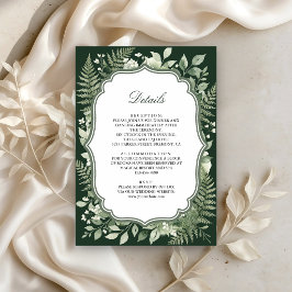 Cartão De Informações Detalhes do Casamento Floresta Encantada em Aquare