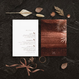 Cartão De Informações Detalhes do Casamento Folhas de Palmeira Copper Su