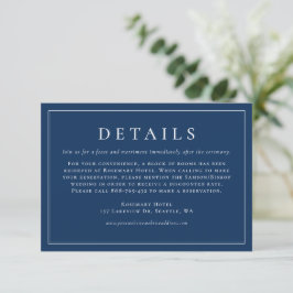 Cartão De Informações Detalhes do Casamento Formal Azul do Marinho de Ti