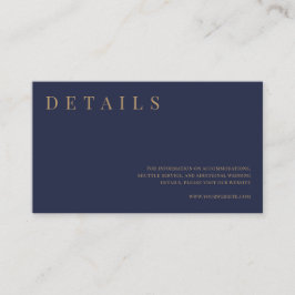 Cartão De Informações Detalhes do Casamento Formal Elegante do marinho e