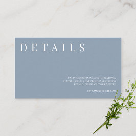 Cartão De Informações Detalhes do Casamento Formal Simples Dusty Blue