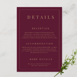 Cartão De Informações Detalhes do Casamento Formal Simples e Dourado