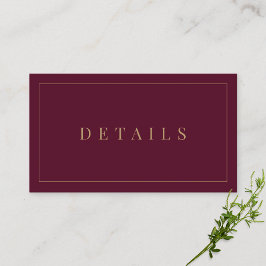 Cartão De Informações Detalhes do Casamento Formal Simples e Dourado