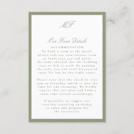 Cartão De Informações Detalhes do Casamento Formal Smoking Sage Enquadra