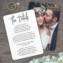 Cartão De Informações Detalhes do Casamento • Foto e Letra Moderna e na 