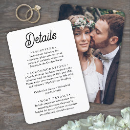 Cartão De Informações Detalhes do Casamento • Foto e Letra Retrô Elegant