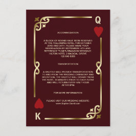 Cartão De Informações Detalhes do Casamento Gold Deep Burgundy Casino Ve