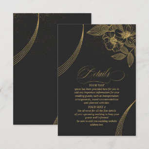 Cartão De Informações Detalhes do Casamento Gold Dust & Outlines Preto/O